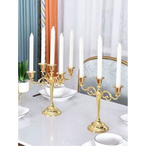 Luxury Gold Metal Candelabra 5 Arm <b>8</b> Arm Table Centerpiece Wedding Candle Holder Stand Wholesale Decor Event Hotel Home Dining - Product Image 1