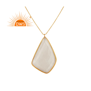 สร้อยคอจี้อัญมณีควอตซ์คริสตัลธรรมชาติชุบทอง18K สำหรับผู้หญิง - Product Image 3