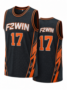 Camiseta de Baloncesto Sublimada con Nombre de Equipo Personalizado Force 2 Win F2W-BBJ-005, Unisex, Transpirable, de Secado Rápido, Blanca y Azul, Deportiva - Product Image 5