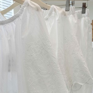 Jupe trapèze élégante blanche brodée taille haute longueur genou en dentelle de coton, douce, lavable, séchage rapide, idéale pour l'été décontracté - Product Image 5