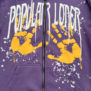 Survêtements unisexes personnalisés avec logo, à capuche, en polyester/coton épais, avec cordon de serrage, couleur unie, décontractés, évasés, pour l'hiver, impression sérigraphique, pour le jogging - Product Image 5
