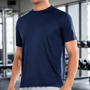 Maillot de sport décontracté personnalisé pour homme, uni, teint, écologique, infroissable, séchage rapide, respirant, coupe classique, pour entraînement musculaire - Product Image 3