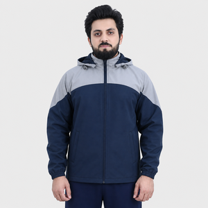 Men Hip Hop Streetwear <b>Jacket</b> Coat Color Block Patchwork Double Zipper Custom Logo <b>Jacket</b> Windbreaker Oversized <b>Track</b> <b>Jacket</b> - Product Image 1
