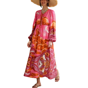 Vestido Midi Estampado Bohemio para Mujer, Atuendo Casual de Verano - Product Image 3