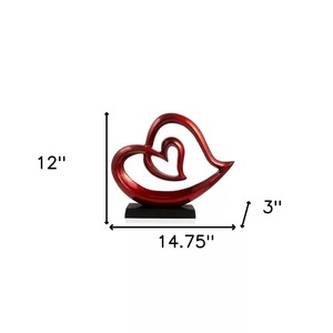 Escultura Moderna Abstracta de Corazón en Resina, Decoración Artística de 12x14.75x3 Pulgadas, Diseño Contemporáneo para Mesa de Salón, Día de San Valentín - Product Image 3