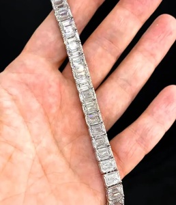 Bracelet tennis de luxe pour homme en argent sterling avec moissanite taille émeraude, style hip-hop, effet diamant, entièrement pavé - Product Image 3