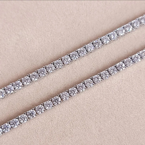 Women's Rhodium Plated Cubic Zirconia Necklace Round Brilliant Prong Setting Classic Chain Wedding Jewelry - Product Image 2