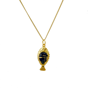 Collar con colgante de pez Koi Mohave de zafiro azul, estilo bohemio, con cadena, amuleto de zafiro, piedra de nacimiento de septiembre, joyería con diseño de animal R - Product Image 1
