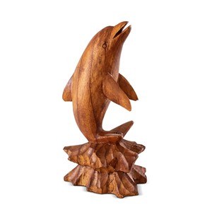 Escultura de Delfín Hecha a Mano en Madera de Sheesham |   Figuras de Madera al por Mayor de la India - Product Image 1