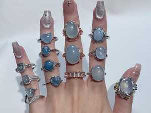 Anillo de Plata de Ley 925 con Aguamarina Genuina, Precio al por Mayor - Product Image 1