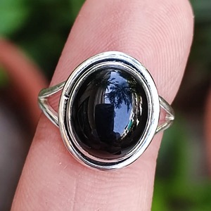Black Onyx <b>Ring</b> 925 Sterling <b>Silver</b> Handmade Boho <b>Statement</b> Promise <b>Ring</b> for Women Natural Oval Black Onyx <b>Ring</b> July Birthstone - Product Image 3