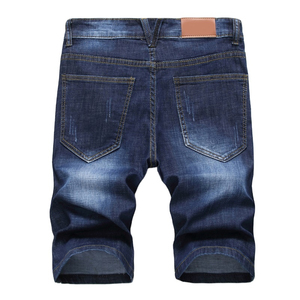 Pantalones Cortos de Mezclilla para Hombre, Estilo Urbano, Cargo, Elásticos, Desgastados, Vintage, Hasta la Rodilla, para Verano - Product Image 5