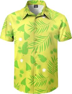 Camisa de hombre de manga corta con estampado tropical, informal, para playa, con botones, de verano, colorida, floral, para vacaciones, de algodón, camisa de verano para hombre - Product Image 2