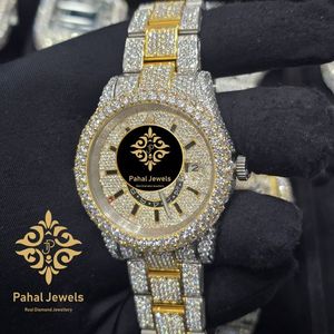 นาฬิกาเพชรหรูหราสำหรับผู้หญิง Pahal Jewels ตัวเรือนสแตนเลสทรงกลม 40 มม. ระบบควอตซ์แบบอนาล็อก สายแบบพับได้ - Product Image 3