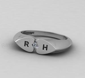 Top Selling 18k Gold 925 Silver Double Heart Initial Custom Letter <b>Couple</b> CZ Diamond <b>Ring</b> Fine Jewelry Valentine Gift For Her - Product Image 4