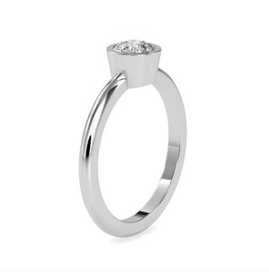 Bague en moissanite à taille ronde sertie clos, en argent sterling 925 plaqué or blanc, élégante, luxueuse et étincelante, pour fiançailles et mariage - Product Image 2
