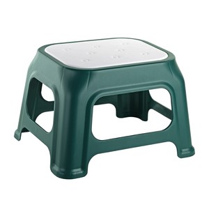 Taburete de Plástico Royal con Asiento Acolchado Blanco, Taburete Doméstico Resistente de Altura Corta, Color Verde - Product Image 1