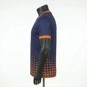 Camiseta de Manga Corta para Hombre, Cuello Redondo, Diseño de Puntos Naranja y Azul Marino, Corte Ajustado, Secado Rápido, Estilo Deportivo - Product Image 2