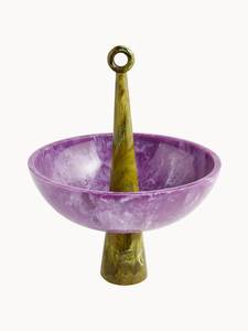 Bol de service en résine rose avec poignée bleue, finition polie artisanale, design moderne, plat décoratif pour les fêtes - Product Image 3