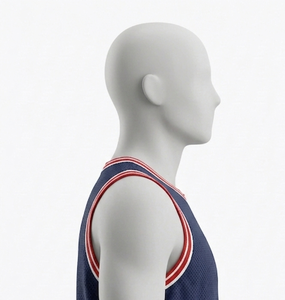 Débardeur en maille bleu marine pour homme, col rond, sans manches, respirant, vêtements de basketball, coupe classique, toutes saisons, 100% polyester - Product Image 5