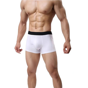 White Solid Classic <b>Men</b> Boxer Briefs Soft Cotton Stretch Underwear Breathable Comfort Fit Elastic Waistband Daily Wear <b>Trunks</b> - Product Image 1