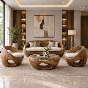 Juego de Sofás de Madera Maciza Modernos y de Lujo |   Diseño Curvo Orgánico |   Muebles Hechos a Mano Personalizados - Product Image 1