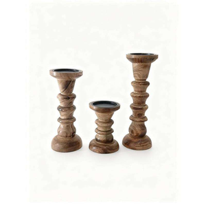 Decorative Wooden Candle Stand Candlestick Holders <b>Tealight</b> Candle Stand for Home Decor Living Room Table Decor Set of 2 item - Product Image 2