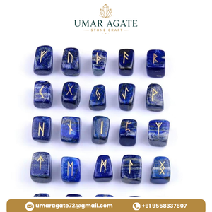 Ensemble de 25 pierres de divination en sodalite naturelle, runes des sorcières sculptées, cadeau spirituel - Product Image 5
