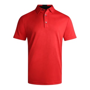 Polo Rojo de Manga Corta para Hombre, Color Sólido, Tejido de Punto, Estilo Casual, Corte Regular, Cuello con Botones - Product Image 1