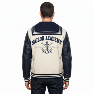 Chaqueta Varsity de Lana Personalizada con Cuello Marinero, Transpirable, Resistente al Viento, Cierre de Botones Cubiertos, Logotipo Bordado en Chenille en la Parte Delantera - Product Image 5