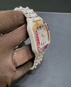 Reloj de Lujo Cuadrado de Acero Inoxidable con Esfera de Diamantes de Colores, Movimiento de Cuarzo Analógico, Visualización de Fecha, Reloj de Joyería de Moda para Mujer - Product Image 5