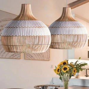 Trendy Eco-friendly Decorative Wholesale Rattan Pendant <b>Lights</b> Handmade <b>Bamboo</b> Seagrass Lampshade European Minimalist Hotel - Product Image 5