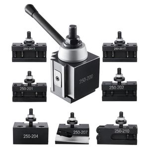 Le jeu de poteaux d'outils à changement rapide de 8 pièces pour mini tour comprend des porte-outils de tournage en acier durable de type cale 10 "-15" Swing pour le métal - Product Image 1