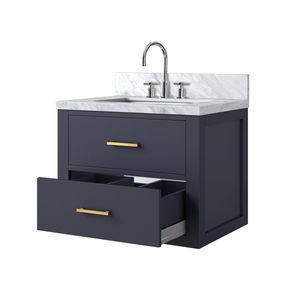 Meuble-lavabo simple bleu 24 po (largeur) x 18 po (profondeur) avec plateau en acrylique et robinetterie intégrée - Product Image 4