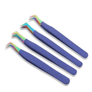 Available All Custom Color Eyelash Extension Tweezers Set <b>Light</b> Weight Blue Color Volume Lash Tweezers With Multi Tip - Product Image 2