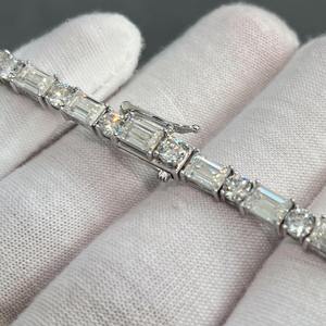 RAMDUT IMPEX Silver/Rose Gold Plated Moissanite Tennis Bracelet Pear Cut Channel Setting Geometric Design Trendy Unisex Everyday - Product Image 2