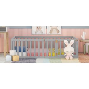 Letto a giorno in legno grigio a una piazza e mezza con recinzione per bambini - Codice prodotto precedente WF289661AAE - Product Image 3