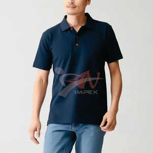 Polo pour homme en coton piqué extensible avec logo personnalisé, col blanc, sans couture, de marque, pour le golf - Product Image 3