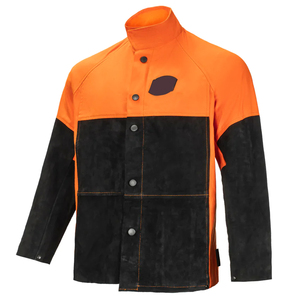 Veste de soudage ignifuge orange et noire à manches longues, résistante à la chaleur 300°C 500°C, vêtement de sécurité niveau B, coupe régulière, avec pack respirateur - Product Image 1
