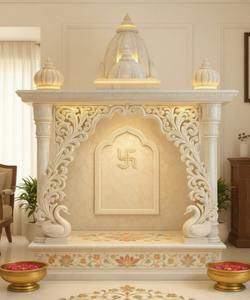 Hermoso Mandir de Pooja de madera de teca tallada a mano para el hogar, color marrón oscuro, santuario hindú tradicional para el hogar, unidad de culto personalizada, Canadá - Product Image 6