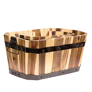 Rustic <b>Wooden</b> Bucket Barrel Flower Pot Outdoor Garden Large <b>Wooden</b> Barrel Planter Solid Wood Barrel Flower Tub <b>Decorative</b> Pot - Product Image 5