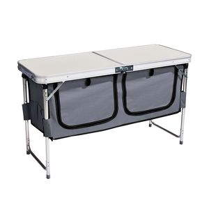 <b>Portable</b> 4ft <b>Picnic</b> <b>Table</b> with Carry Handle Outdoor Folding Camping <b>Table</b> 3 Adjustable Height Square Shape Storage Compartment - Product Image 1