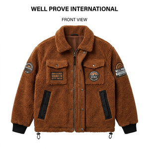 Chaqueta Polar Sherpa para Hombre, 380GSM, Marrón, Transpirable, Cuello Camisero, Cierre de Cremallera, Ropa Exterior Informal para Otoño - Product Image 1
