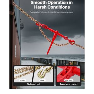 Tendicatena a cricchetto G80 da 3/8 pollici x 10 piedi, capacità di carico di esercizio 9200 libbre, set di tendicatene - Product Image 4