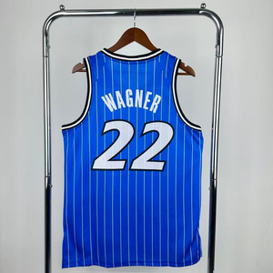 Camiseta de baloncesto Orlando City Magic para hombre, Vaughn Wagner 22, de malla a rayas, sin mangas, de secado rápido, poliéster/algodón, cuello en V, para todos. - Product Image 2