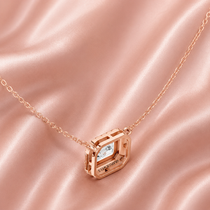 Pendentif halo en diamant de laboratoire taille émeraude pour femme, or 10K 14K 18K et argent 925 935, bijoux fins - Product Image 4