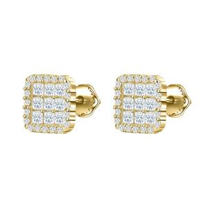 Boucles d'oreilles clous en or 10k, 14k et 18k avec diamant rond de 1 carat cultivé en laboratoire IGI, style halo, qualité VVS, bijoux en gros pour femmes - Product Image 1
