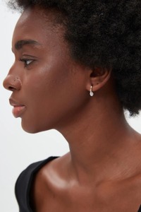 Pendientes de Aro Flotantes de Oro Sólido de 14K con 5 Diamantes Cultivados en Laboratorio en Forma de Pera de 8mm, Joyería Minimalista de Lujo para Mujer, Ideales para Fiestas - Product Image 4