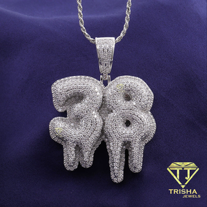 Collier exclusif en diamant de laboratoire numéro 38 avec chaîne en corde pour les détaillants et importateurs de bijoux en argent haut de gamme - Product Image 3