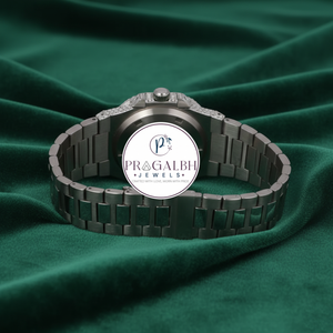นาฬิกาเพชรหรู Pragalbh Jewels นาฬิกาโมอิสซาไนต์ หน้าปัดสีน้ำเงิน ประดับเพชรเต็มเรือน ตัวเรือนสแตนเลสสตีล ระบบออโตเมติก เครื่องกล ของขวัญสำหรับผู้ชาย - Product Image 4